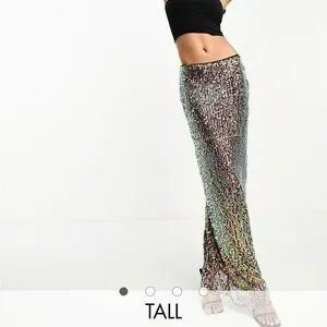 ASOS Extro Vert Tall maxi skirt with split in mermaid sequin, Women’s  Size